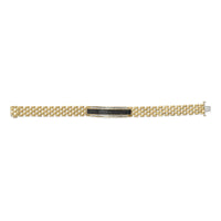 Men's 14K Yellow Gold Plated .925 Sterling Silver 1.0 Cttw Black and White Diamond ID Link Bracelet