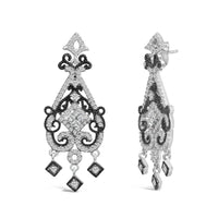 Black Rhodium and .925 Sterling Silver 3/4 Cttw Diamond Chandelier Earrings