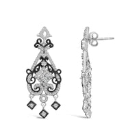 Black Rhodium and .925 Sterling Silver 3/4 Cttw Diamond Chandelier Earrings