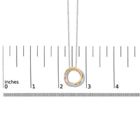 Tri Tone Sterling Silver 1/5 Cttw Diamond Interlocking Circle Pendant Necklace