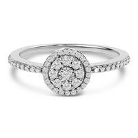 Sterling Silver 1/5 Cttw Diamond Round Motif Halo Ring