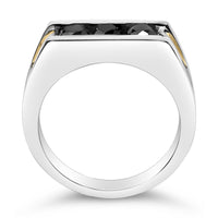 Men's 14K Yellow Gold Plated Sterling Silver 1-1/2 Cttw Black Diamond Channel Set Band Ring