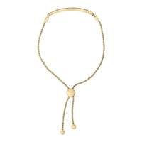 14K Yellow Gold Plated .925 Sterling Silver Diamond Accent Double Bar Bolo Bracelet