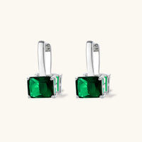 Modern square-cut cubic zirconia jewelry set with white gold plated chain, featuring emerald green or golden yellow stones.