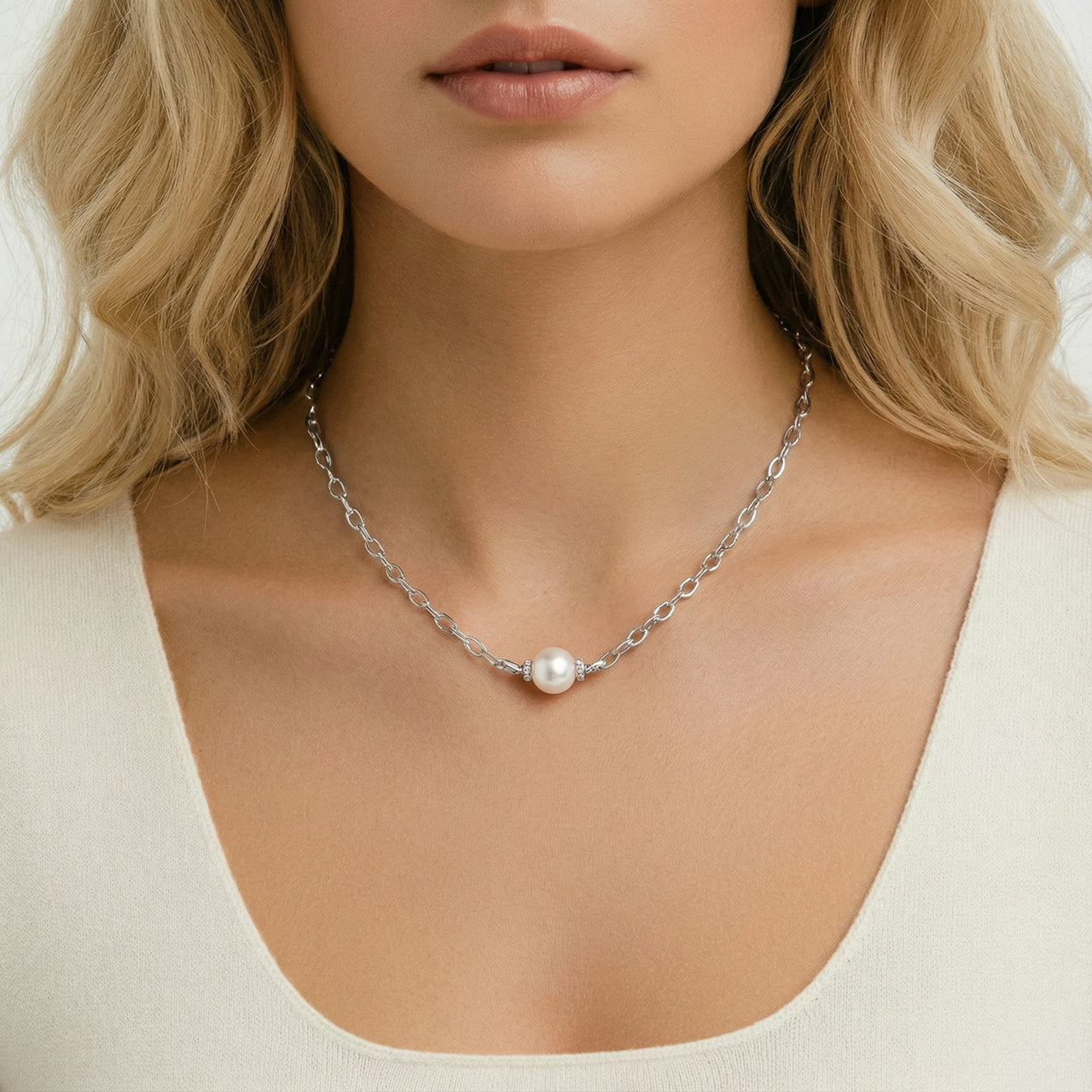 Luna Pearl Chain Necklace by KIAHMILLA