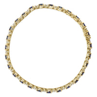 18K Yellow Gold 3/4 Cttw Diamond and 5 1/3 Cttw Oval Blue Sapphire Alternating Link Bracelet (G-H Color, VS1-VS2 Clarity)  - 7.25