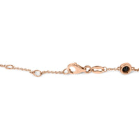 14K Rose Gold 1.00 Cttw Bezel Set Black Diamond 7 Station Link Bracelet (Black Color, I2-I3 Clarity) - 7.5