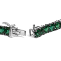Men's .925 Sterling Silver Created Green Emerald Tennis Bracelet - 8.5