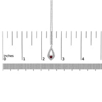 .925 Sterling Silver Created Red Ruby and White Sapphire Pear Shaped Pendant Necklace - 18