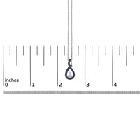 .925 Sterling Silver Created Blue and White Sapphire Teardrop Shaped Pendant Necklace - 18