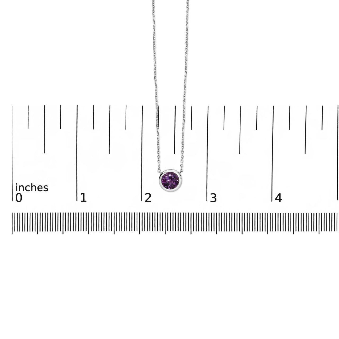 .925 Sterling Silver 7MM Bezel Set Created Gemstone Pendant Necklace - 18" Inches
