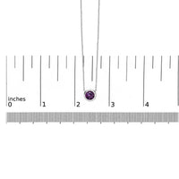 .925 Sterling Silver 7MM Bezel Set Created Gemstone Pendant Necklace - 18