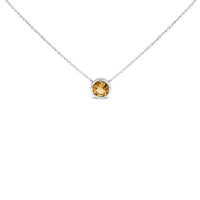 .925 Sterling Silver 7MM Bezel Set Created Gemstone Pendant Necklace - 18