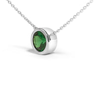 .925 Sterling Silver 7MM Bezel Set Created Gemstone Pendant Necklace - 18