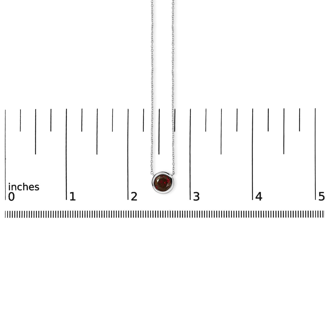 .925 Sterling Silver 7MM Bezel Set Created Gemstone Pendant Necklace - 18" Inches