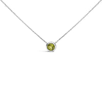 .925 Sterling Silver 7MM Bezel Set Created Gemstone Pendant Necklace - 18