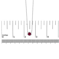 .925 Sterling Silver 7MM Bezel Set Created Gemstone Pendant Necklace - 18