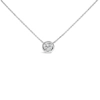 .925 Sterling Silver 7MM Bezel Set Created Gemstone Pendant Necklace - 18