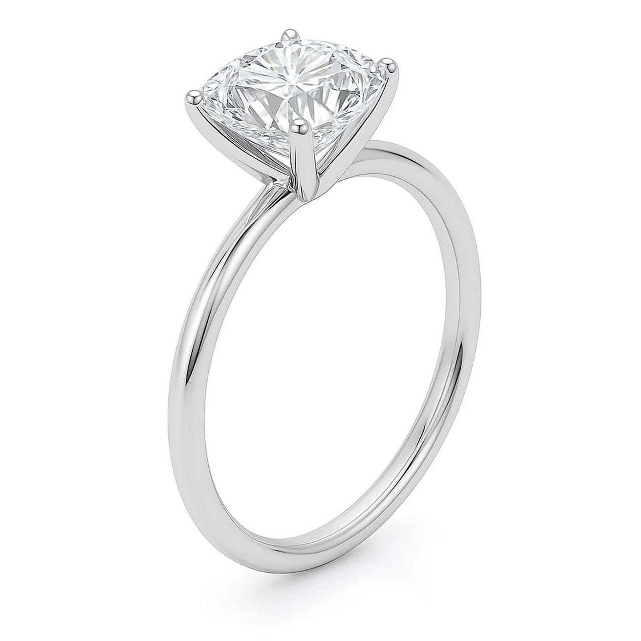 3 Carat Cushion Lab Grown IGI G/VS1 Diamond Solitaire Ring in 10K White Gold - KIAHMILLA