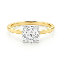 3 Carat Cushion Lab Grown IGI G/VS1 Diamond Solitaire Ring in 10K Yellow Gold - KIAHMILLA