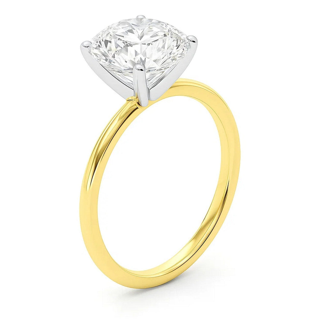3 Carat Cushion Lab Grown IGI G/VS1 Diamond Solitaire Ring in 10K Yellow Gold - KIAHMILLA