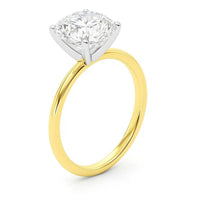 3 Carat Cushion Lab Grown IGI G/VS1 Diamond Solitaire Ring in 10K Yellow Gold - KIAHMILLA