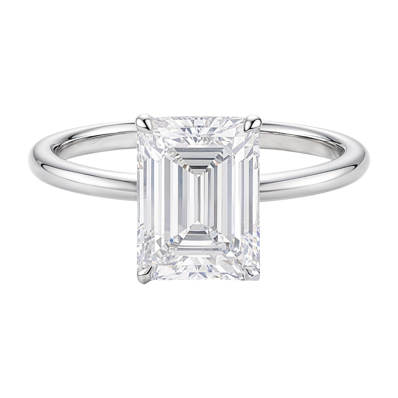 3 Carat Emerald Lab Grown IGI G/VS1 Diamond Solitaire Ring in 10K White Gold - KIAHMILLA