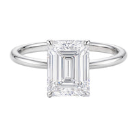 3 Carat Emerald Lab Grown IGI G/VS1 Diamond Solitaire Ring in 10K White Gold - KIAHMILLA