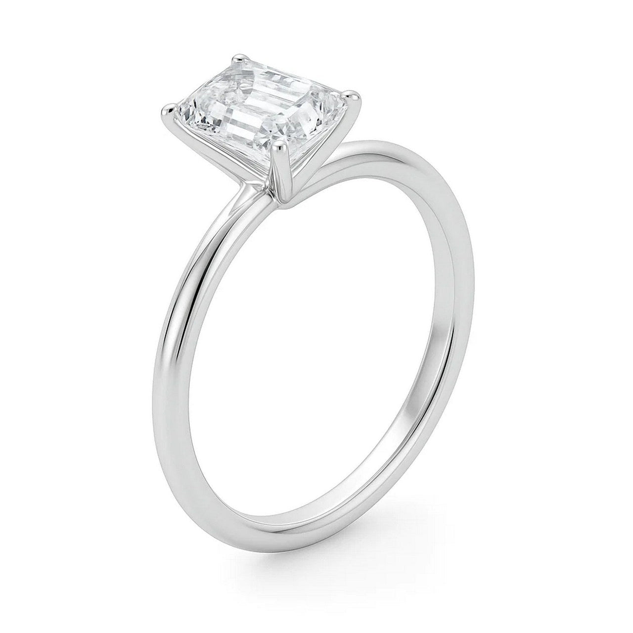 3 Carat Emerald Lab Grown IGI G/VS1 Diamond Solitaire Ring in 10K White Gold - KIAHMILLA