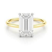 3 Carat Emerald Lab Grown IGI G/VS1 Diamond Solitaire Ring in 10K Yellow Gold - KIAHMILLA