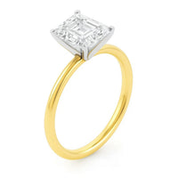 3 Carat Emerald Lab Grown IGI G/VS1 Diamond Solitaire Ring in 10K Yellow Gold - KIAHMILLA