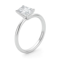3 Carat Emerald Lab Grown IGI G/VS1 Diamond Solitaire Ring in 14K White Gold - KIAHMILLA