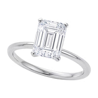 3 Carat Emerald Lab Grown IGI G/VS1 Diamond Solitaire Ring in 14K White Gold - KIAHMILLA