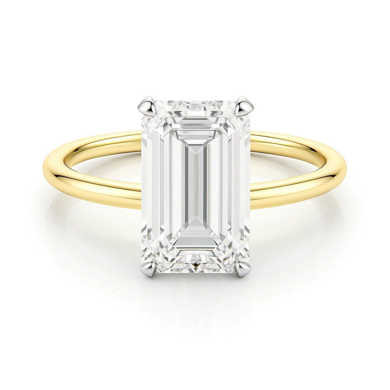 3 Carat Emerald Lab Grown IGI G/VS1 Diamond Solitaire Ring in 14K Yellow Gold - KIAHMILLA