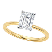 3 Carat Emerald Lab Grown IGI G/VS1 Diamond Solitaire Ring in 14K Yellow Gold - KIAHMILLA