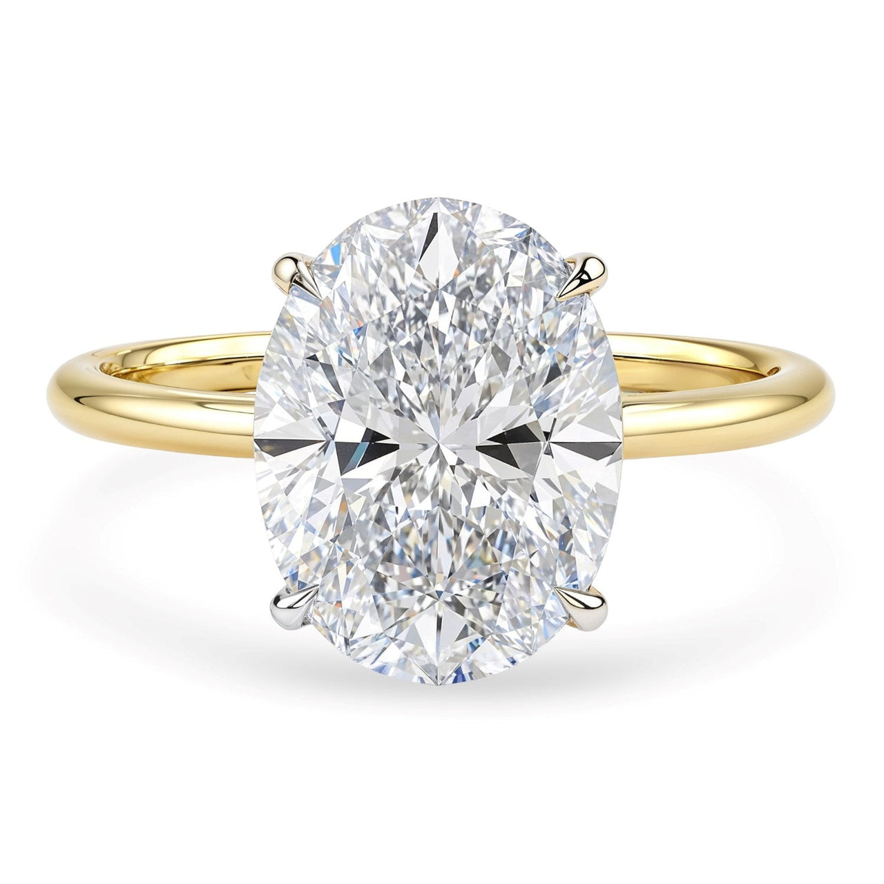 3 Carat Oval Lab Grown IGI G/VS1 Diamond Solitaire Ring in 10K Yellow Gold - KIAHMILLA