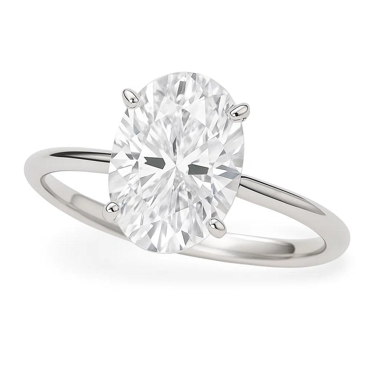 3 Carat Oval Lab Grown IGI G/VS1 Diamond Solitaire Ring in 14K White Gold - KIAHMILLA
