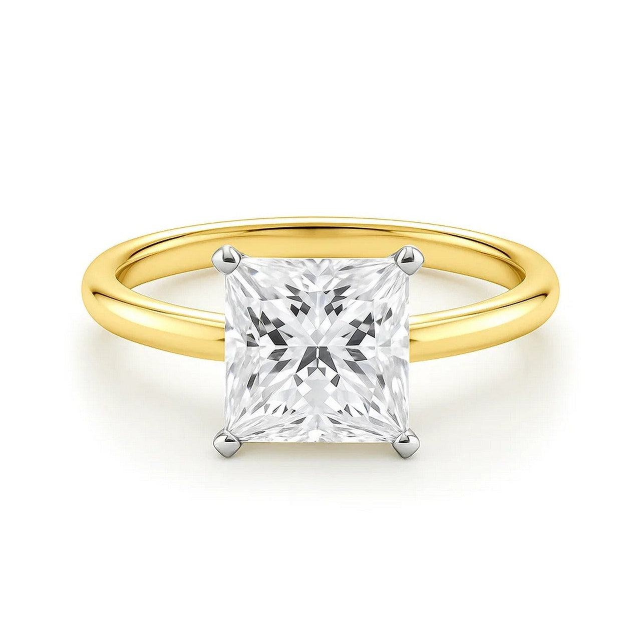 3 Carat Princess Lab Grown IGI G/VS1 Diamond Solitaire Ring in 10K Yellow Gold - KIAHMILLA