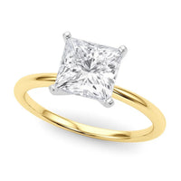 3 Carat Princess Lab Grown IGI G/VS1 Diamond Solitaire Ring in 14K Yellow Gold - KIAHMILLA