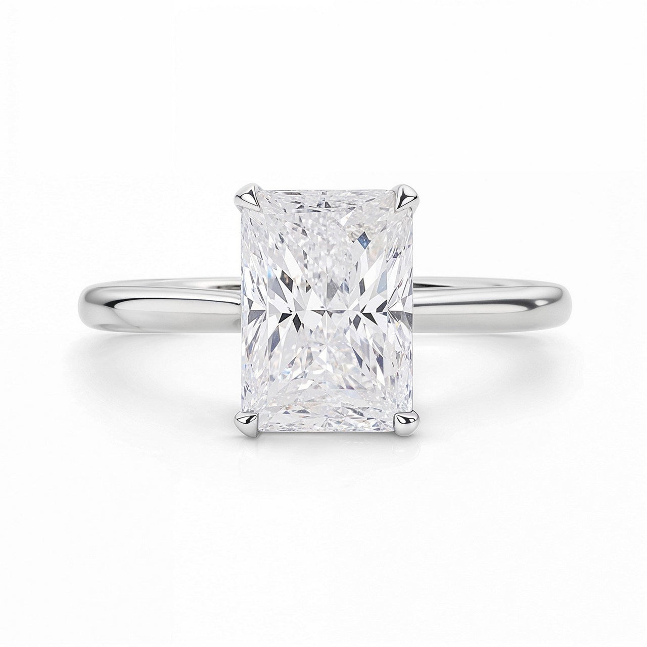 3 Carat Radiant Lab Grown IGI G/VS1 Diamond Solitaire Ring in 10K White Gold - KIAHMILLA