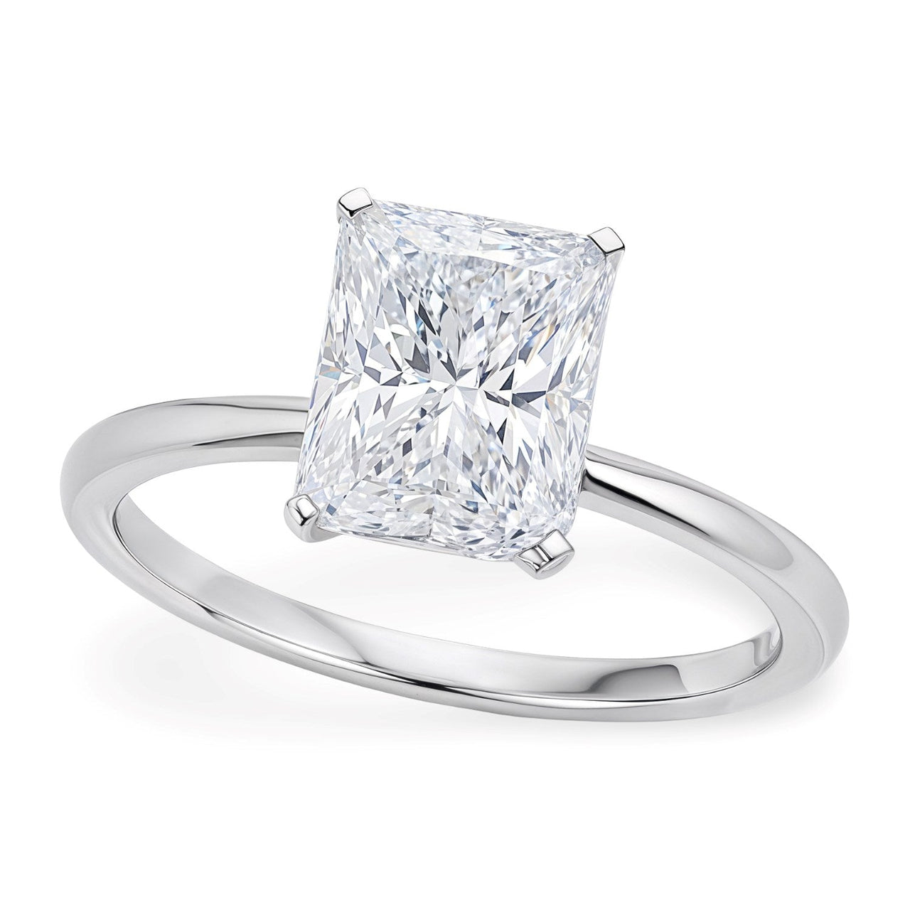 3 Carat Radiant Lab Grown IGI G/VS1 Diamond Solitaire Ring in 10K White Gold - KIAHMILLA