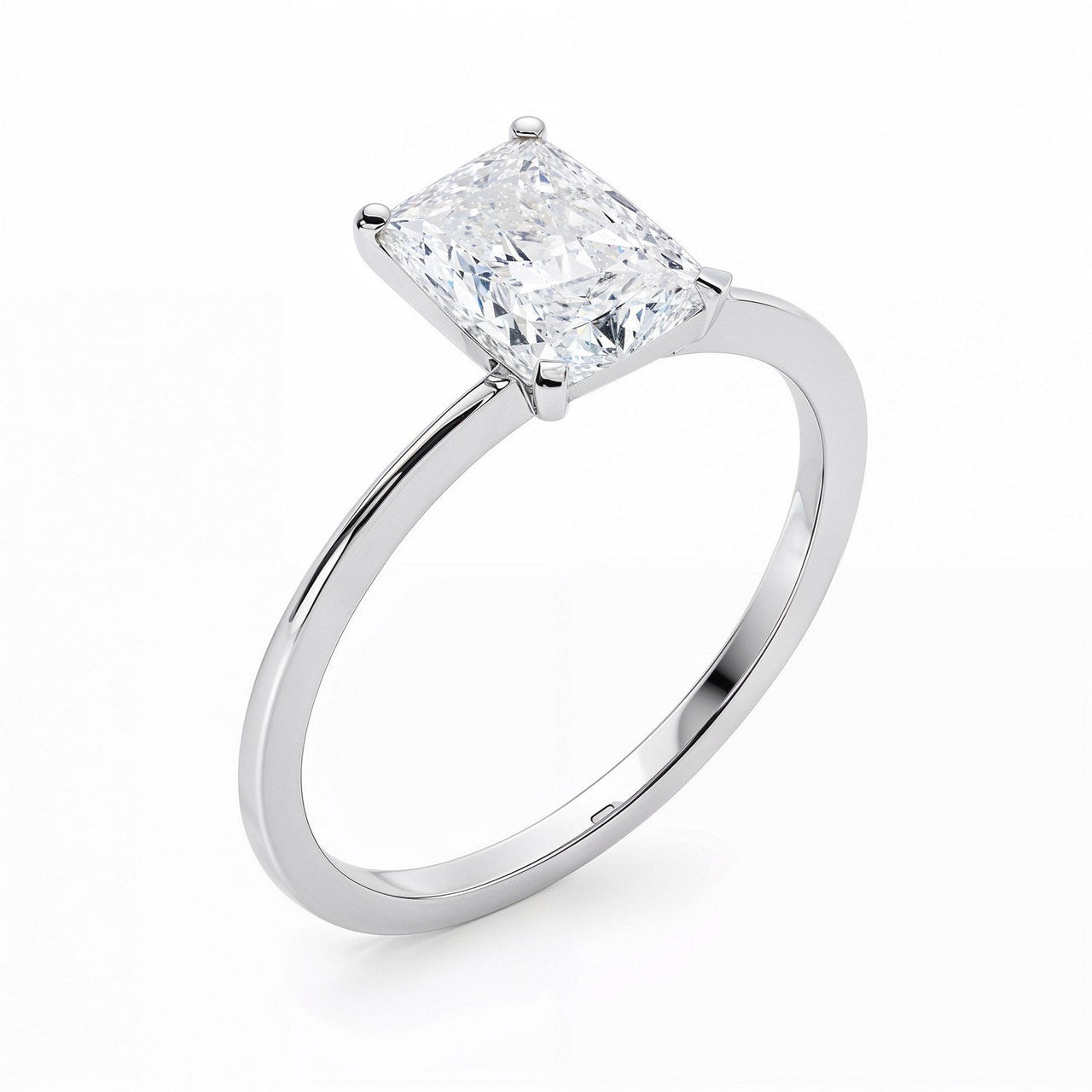 3 Carat Radiant Lab Grown IGI G/VS1 Diamond Solitaire Ring in 10K White Gold - KIAHMILLA