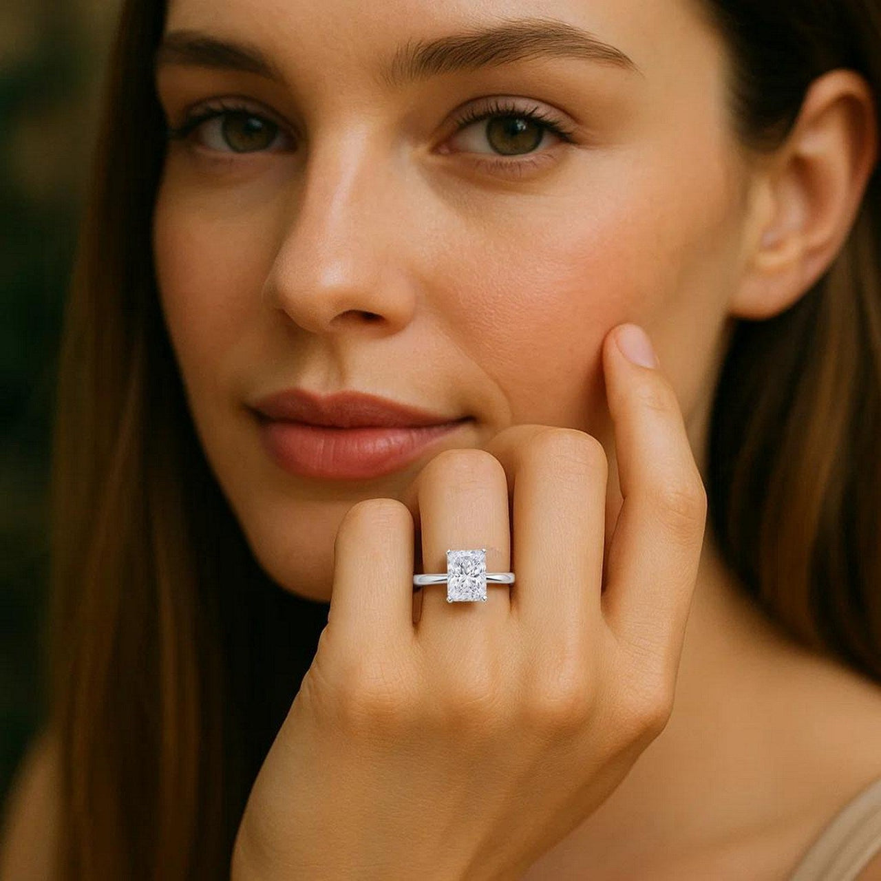 3 Carat Radiant Lab Grown IGI G/VS1 Diamond Solitaire Ring in 10K White Gold - KIAHMILLA
