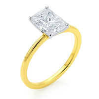 3 Carat Radiant Lab Grown IGI G/VS1 Diamond Solitaire Ring in 10K Yellow Gold - KIAHMILLA