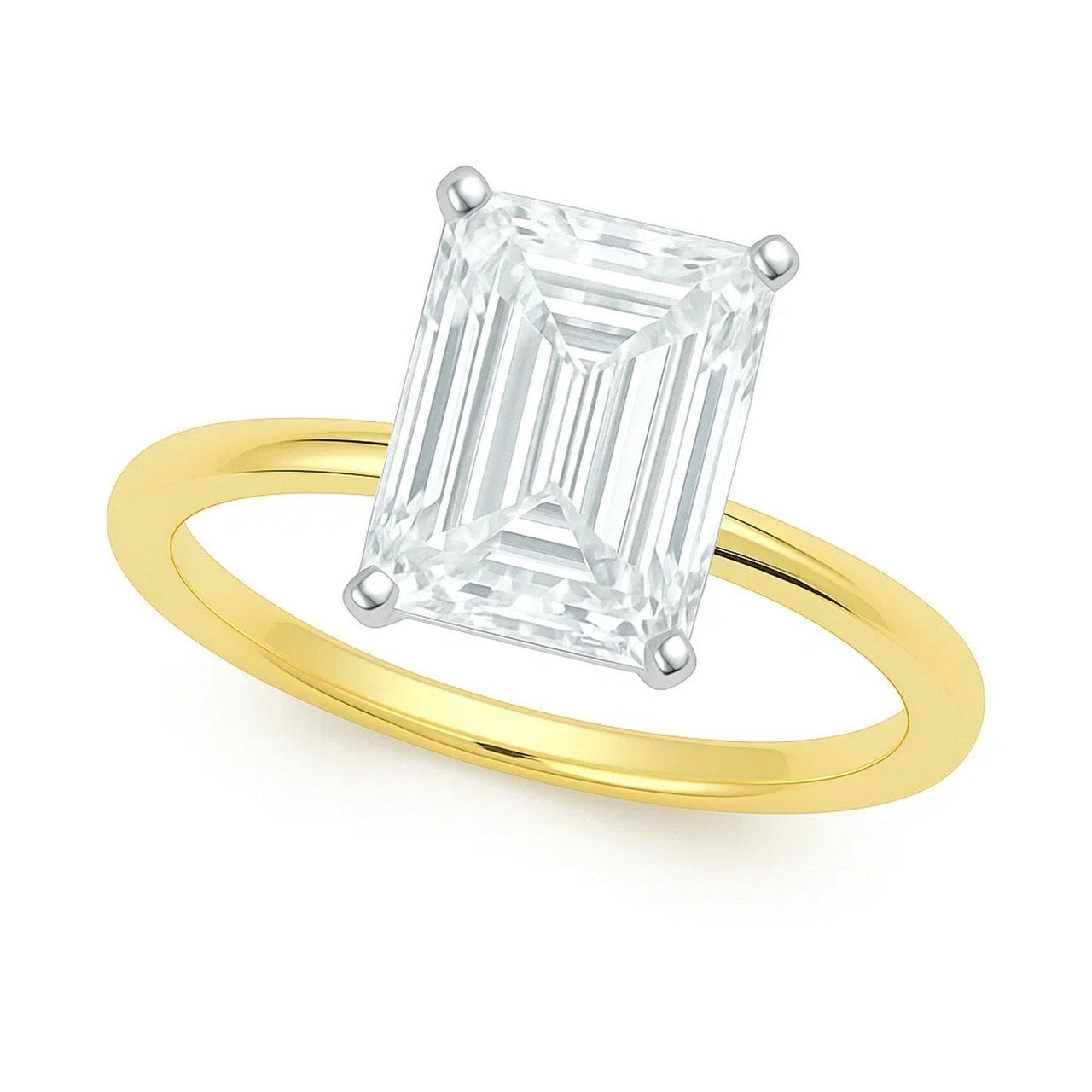 3 Carat Radiant Lab Grown IGI G/VS1 Diamond Solitaire Ring in 10K Yellow Gold - KIAHMILLA