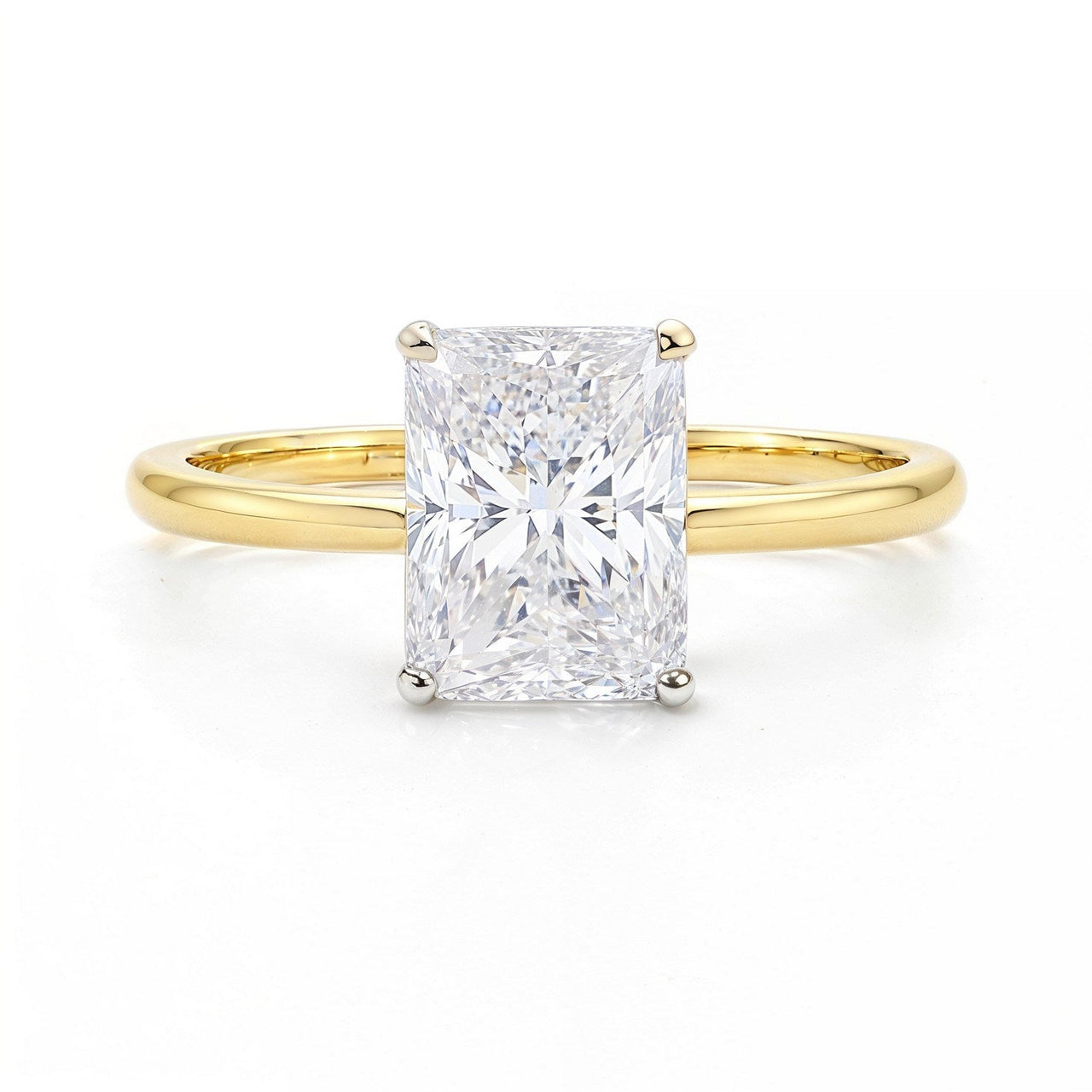 3 Carat Radiant Lab Grown IGI G/VS1 Diamond Solitaire Ring in 14K Yellow Gold - KIAHMILLA