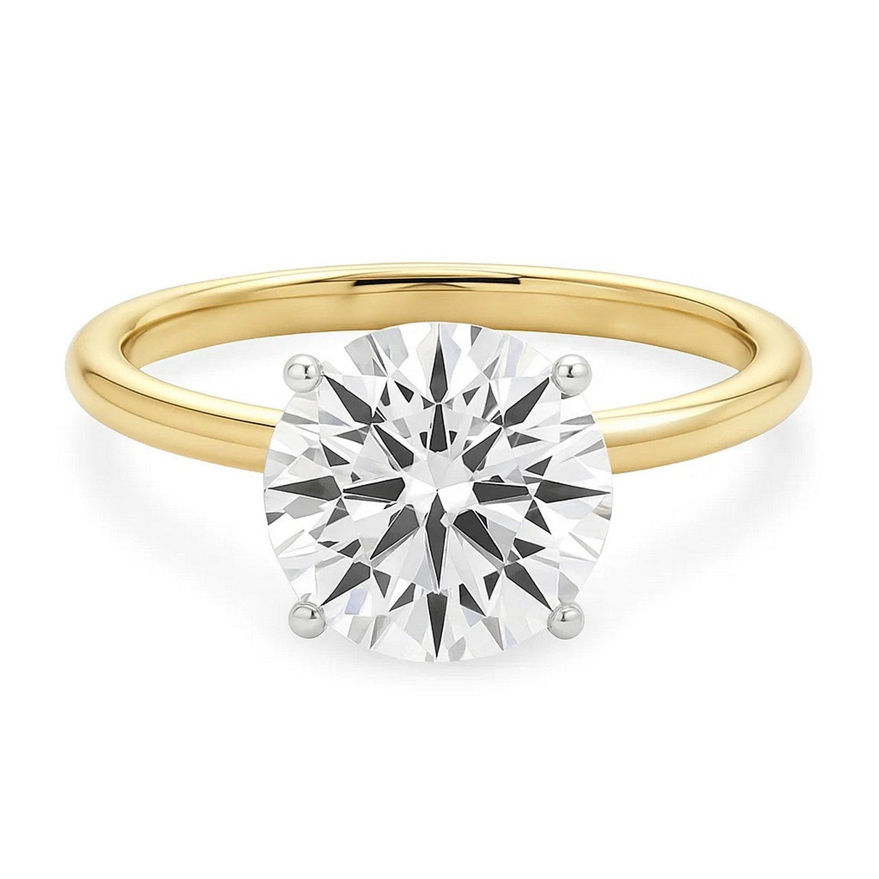 3 Carat Round Lab Grown IGI G/VS1 Diamond Solitaire Ring in 10K Yellow Gold - KIAHMILLA