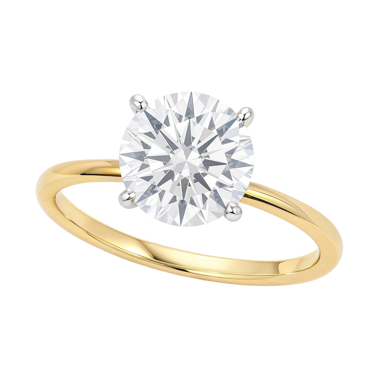 3 Carat Round Lab Grown IGI G/VS1 Diamond Solitaire Ring in 10K Yellow Gold - KIAHMILLA