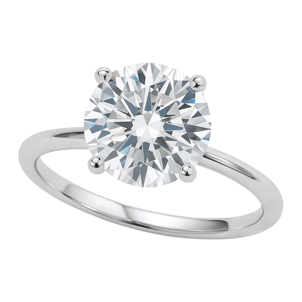 3 Carat Round Lab Grown IGI G/VS1 Diamond Solitaire Ring in 14K White Gold - KIAHMILLA
