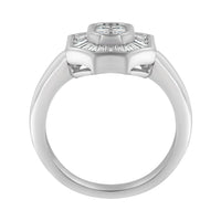 14K White Gold 1.00 Cttw Baguette and Princess-Cut Diamond Cocktail Art Deco Style Ring (H-I Color, SI1-SI2 Clarity)